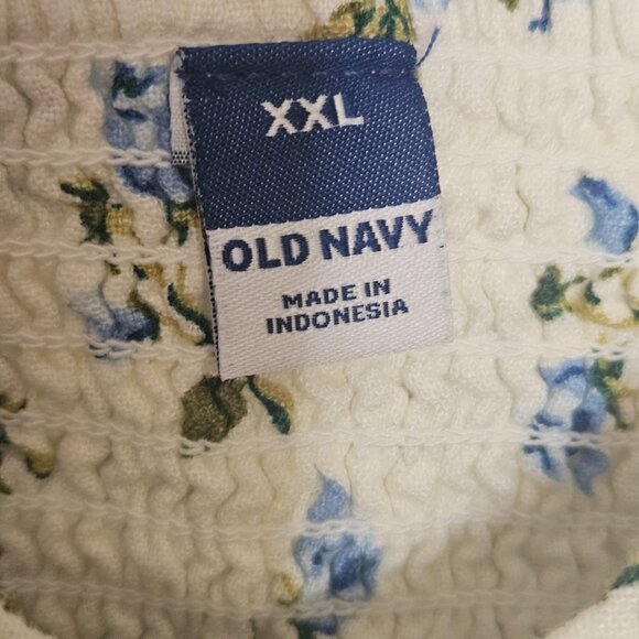 NWT Old Navy Fit & Flare Midi Dress SZ XXL 2XL Cream Floral Linen Blend Cottage - Picture 6 of 16